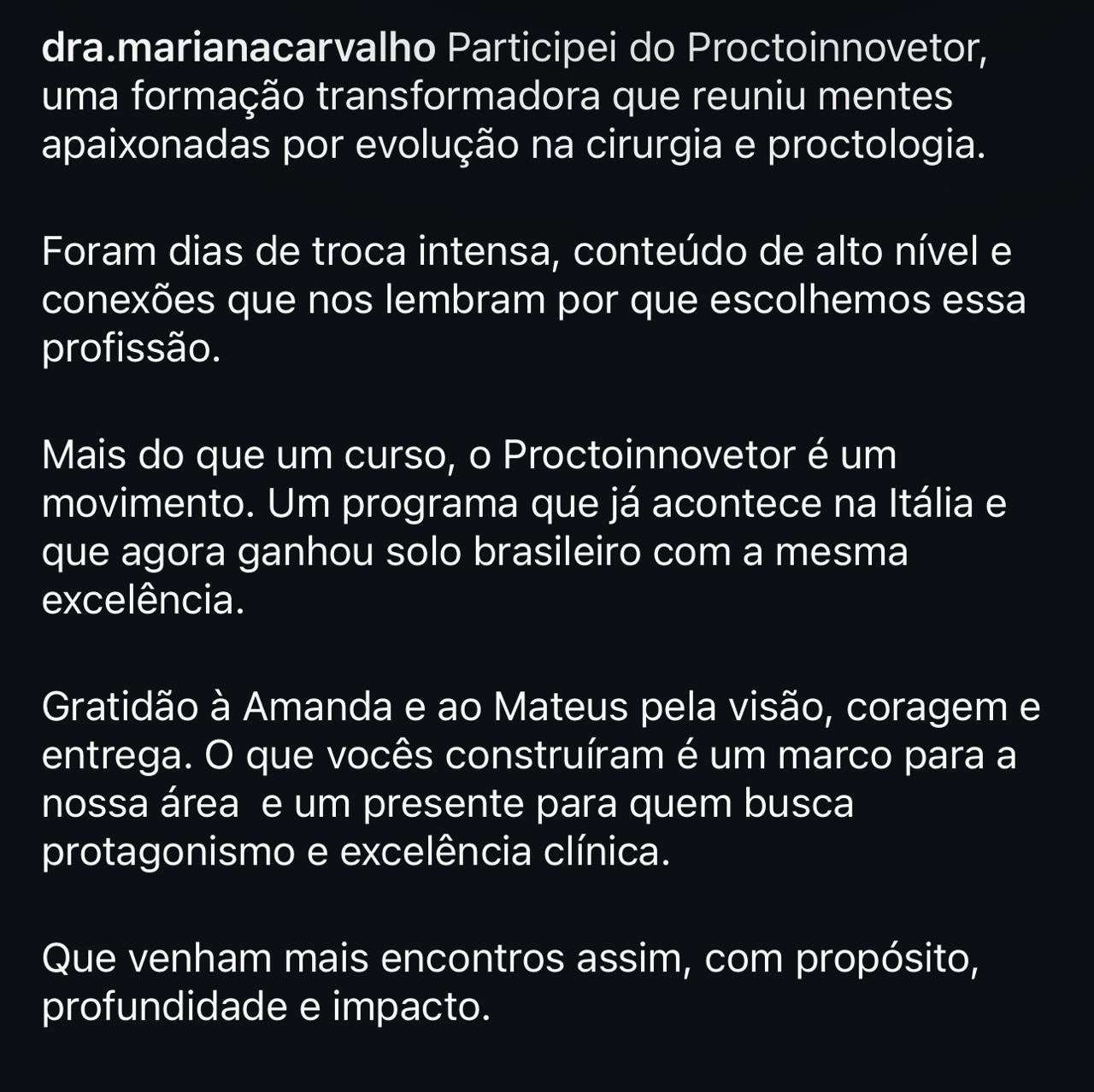 Depoimento de Dra. Mariana Carvalho